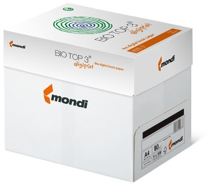BioTop 3 Extra Kopierpapier 80g TCF von Mondi DIN A3-2500 Blatt Bio Top 3