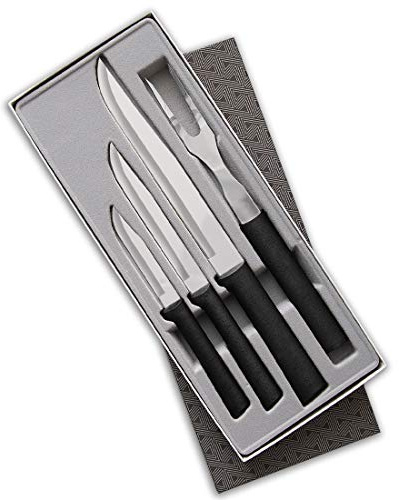 Rada Cutlery Prepare Then Carve Gift Set (G23C), 4-Piece Knife Set, Stainless Steel Blades, Black Handle
