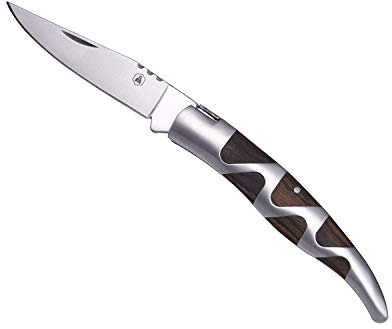 LAGUIOLE - Klappmesser Holzgriff mit Metall-Zebra-Dekoration - Edelstahl, Holz und Metall - Klappmesser für den täglichen Gebrauch - Geschenkbox - Edelstahl, Holz mit Zebra-Dekoration - Braun, Silber