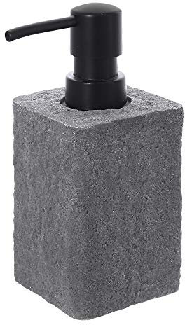 Inbagno Dispenser per Sapone Liquido Effetto Pietra, in Resina, 7 x 7 x H 15.8 cm, Grigio