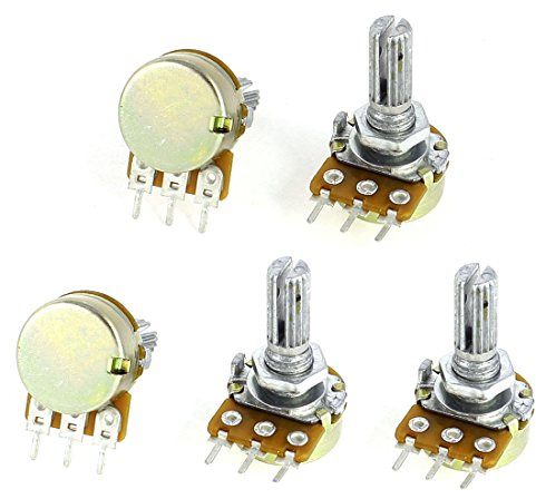sourcing map 5 PCS B1 M 1 M Ohm 3 Terminals Single Linear Rotary Taper | Potentiometer