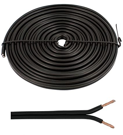 SeKi Lautsprecherkabel Schwarz 2x 4,00mm² – 5 Meter Ring | CCA-Kupfer Boxenkabel für klaren Sound bei HiFi, Heimkino und Car-HiFi mit Polaritätskennzeichnung
