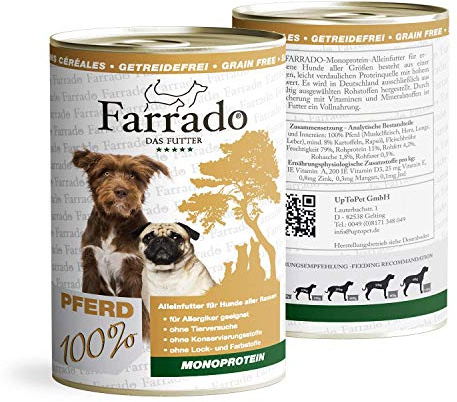 Farrado I Premium Nassfutter getreidefrei für Ihren Hund – Pferd 8x400g I hypoallergenes Hundefutter für alle ausgewachsenen Rassen