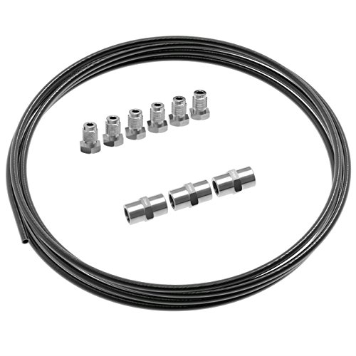 2m Tubo di Freno Ø 4,75 mm Kit + 6 raccordi maschi + 3 connettori M10 x 1 DIN 74 234 Set di Tubi di Acciaio e Accessori dei Freni per Svasatura DIN F