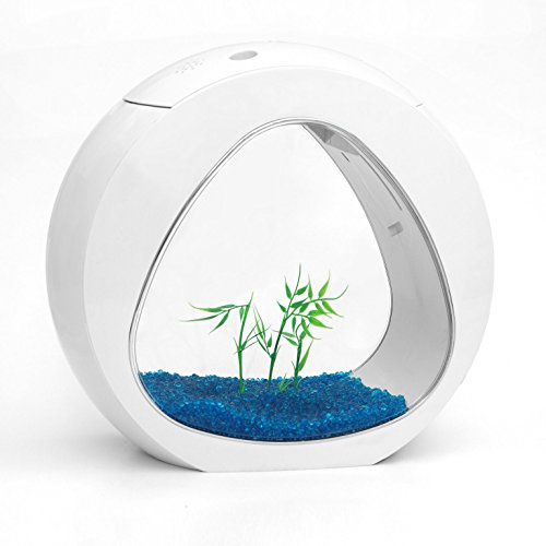 AllPondSolutions Small 13.5L Nano Curve Aquarium White Fish Tank Coldwater Tropical Tank with LED Lighting