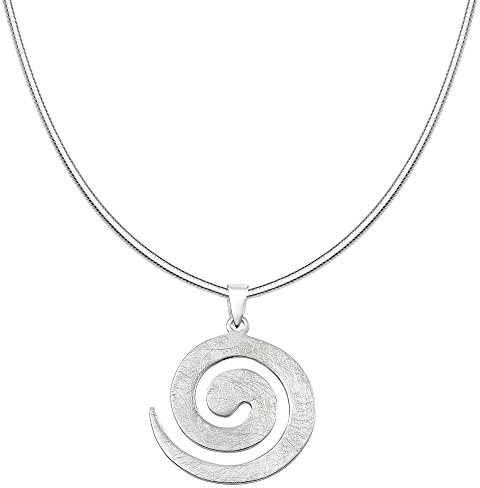 Vinani Damen Halskette mit Anhänger Spiral Design groß gebürstet Schlangenkette aus Italien 925 Sterling Silber 2ASP-S00