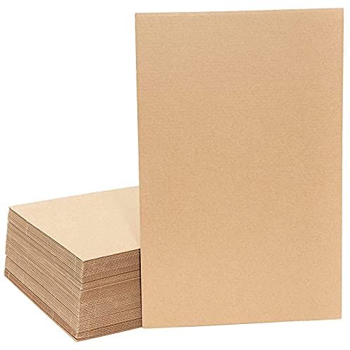 50-Pack Large Corrugated Cardboard Sheets, 279x432mm Flat Packaging Inserts Pads for Mailers, Shipping, Packing, Mailing, Arts and Crafts, DIY Projects (2mm Thick)