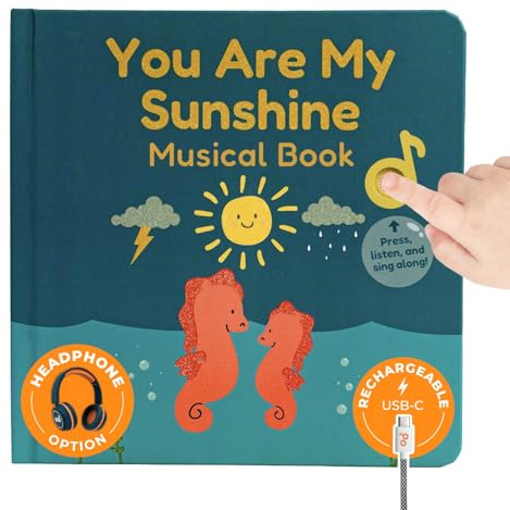 Cali's Books You are My Sunshine Music Book Toddlers 1-3 Years Old - Nursery Rhymes Musical Book, Headphone Jack, Interactive Baby Sound Book