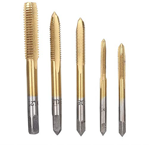 Gewindebohrer-Set, 5-teilig, M3 M4 M5 M6 M8, Schnellarbeitsstahl, Titanbeschichtet, für Werkzeugmaschinen