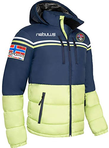 Nebulus Herren Skijacke BLOCKY, Outdoorjacken, Funktionsjacke, Navy-Lime - L