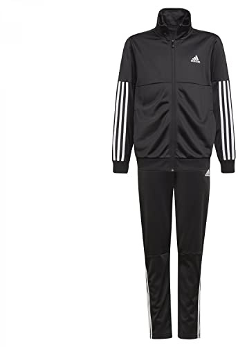 adidas GM8912 Jungen 3-Streifen Team Trainingsanzug, Top:Black/White Bottom:Black/White, 140