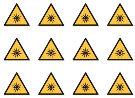 Warnung vor optischer Strahlung: W027 - DIN EN ISO 7010 / ASR A1.3 - Aufkleber: 2,5 cm, 12 Stück