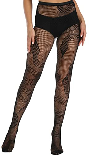 XIUSEMY Collants sexy pour femme Bas résille Collants à motifs Collants chaussettes hautes (SE Noir)