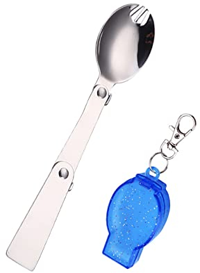 Folding Fork Wear Resistant Camping Cutlery Spork Corrosion Resistant Foldable Stainless Steel Spoons for Picnic Kitchen Boating Hiking Backpacking