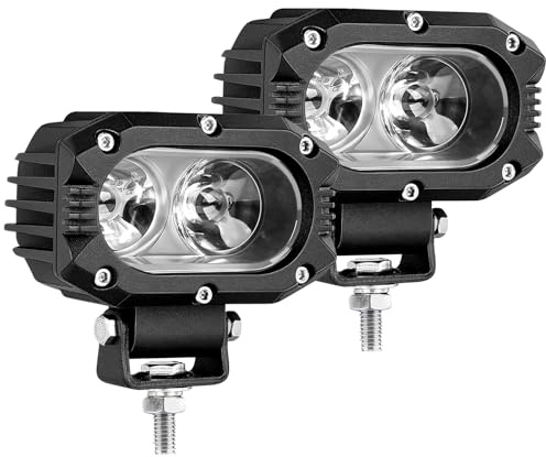 BraveWAY Phare de Travail LED 4 Pouces 80W 9600LM Projecteur Phares Longue Portee Led Moto 4x4 Antibrouillard LED Feux Additionnel Barre pour Moto, Voiture, Tracteur, Camion, SUV, Bâteau, Caravane