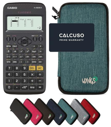 Casio fx-82DE X ClassWiz inkl. WYNGS Schutztasche Türkis - Wissenschaftlicher Taschenrechner - Basic Set