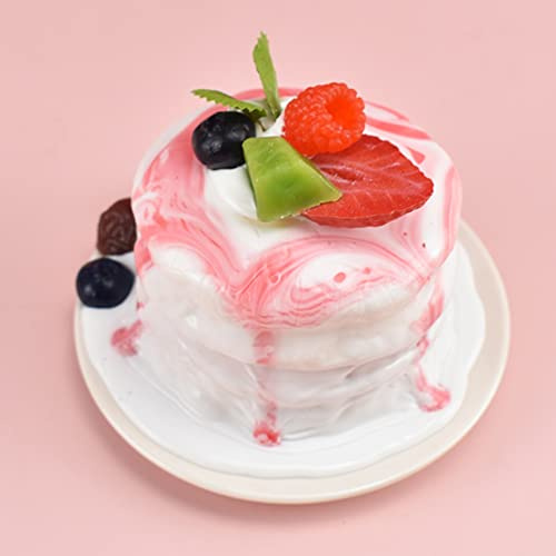 LONGHAO Künstlicher Kuchen Simulation Lebensmittelmodell Dessert Rot | Lebensechtes künstliches Dessert, realistisches Lebensmittelmodell für Bäckerei, Zuhause, Hochzeit & Fotorequisiten