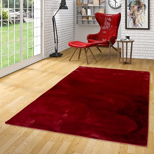 Pergamon Luxus Super Soft Kunst Fellteppich Plush Rot in 7 Größen