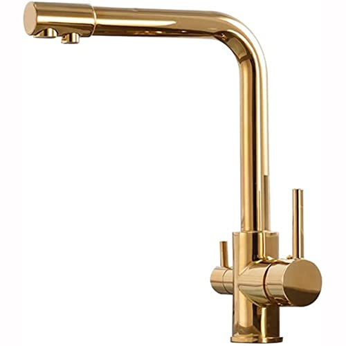 MXRFACTory 3 In 1 Filter Wasserhahn Küchenarmatur Messing 2 Hebel 360° Drehbar Spültischarmatur Für Osmoseanlagen Mischbatterie Küche Für Wasserfilter Trinkwasserhahn Geeignet für Bad, Küche,001