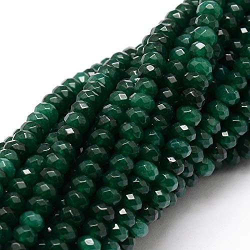 Perlin Perline di agata, diaspro, pietre semipreziose, per bracciali, 4 mm, rondelle, 110 pezzi (agata verde scuro)