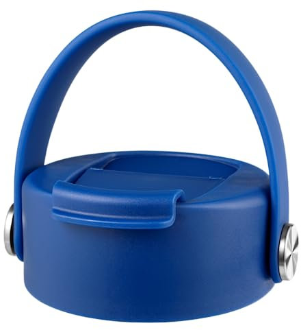 Lid Compatible with Hydro Flask 12 16 18 20 32 40 OZ Wide Mouth, Flip Lid Replacement Coffee Lids with Flex Strap Handle, Leak-proof Flask Cap for Hydro Flask Coffee Mug, Cobalt