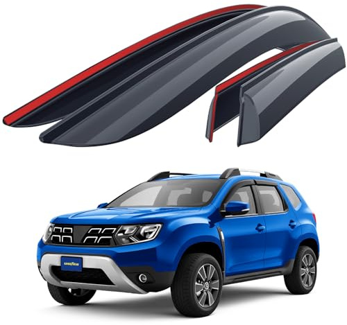 Goodyear Windabweiser für/kompatible mit Dacia Duster 17-24 - Klebe 4 St. | Regenabweiser Autofenster Regenschutz Dacia Duster II – bruchsicher Polycarbonat, kratzt nicht, wetterfest, frischluft