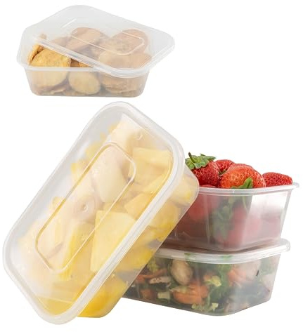 Coselena 50 Pcs Plastic Food Storage Containers - 650ml Microwaveable Food Containers - Reusable Takeaway Tubs with Lids, Sandwich Box, Food Prep with Lids for Indoor & Outdoor Use