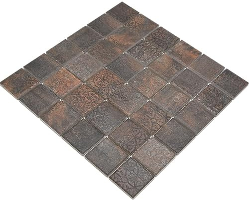 Jasba Mosaik Keramik Steinzeug rost-mix matt Rostoptik Küche Bad Dusche 1 Mosaikmatte