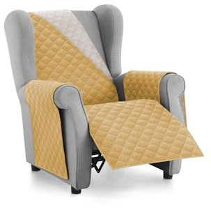 Textilhome Housse Fauteuil Relax Malu 1 Place Réversible Matelassée Moutar