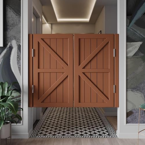 AZHANGYB Puertas Batientes De Café 80x90cm, Puerta De Vaquero Madera Maciza, Puerta Vaiven Cocina Interior, Puerta Libre Accion Dual, para Entrada, Pasillo, con Bisagras