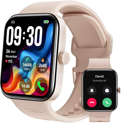 TOZO S4 AcuFit One Smart Watch Large AMOLED Screen for Men Women, Bluetooth Call Dial Fitness Tracker, Heart Rate and Blood Oxygen, Sleep Monitor, IP68 Waterproof, Workout for iOS Android (Rose Gold)