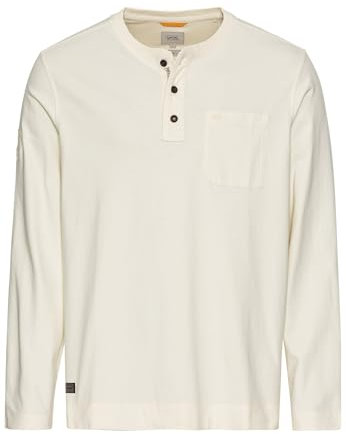 camel active Herren Langarm Henley aus Organic Cotton Creme, Menswear-L