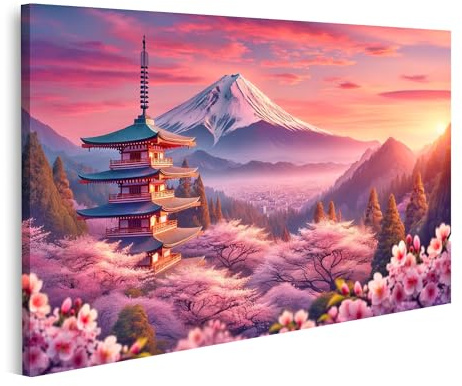 islandburner Image sur toile de qualité supérieure - Japon - Fujiyama - Fleurs de cerisier - Images murales