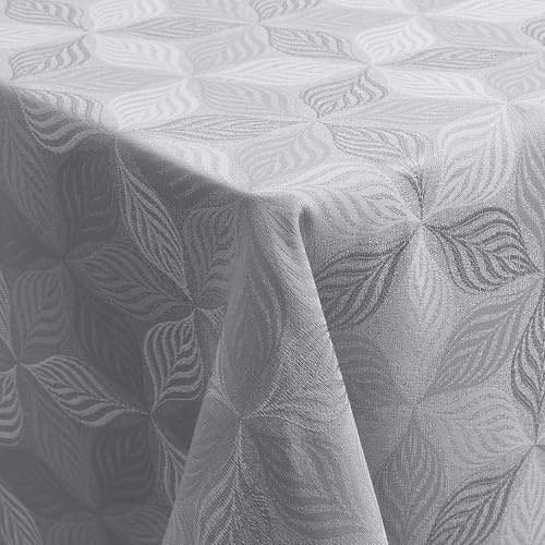 Homaxy Mantel lavable rectangular, 140 x 220 cm, jacquard, con adornos, repele la suciedad, fácil cuidado, color gris