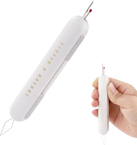 2-in-1 Nadeleinfädler Nahttrenner, Integriert Nahtentferner und Einfädeln Nadel Werkzeug Nahtöffner Nähwerkzeug für Handnähen Basteln Stricken Kreuzstich Quilten Zubehör (Grau)