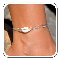 Inateannal Geschichtete Muschel Fußkettchen Armbänder natürliche Kauri Muschel Knöchel silberne Muschel Fuß Fußkettchen Ozean Muschel Kette Fußkettchen Strand Sommer natürliche Muschel Fußkettchen