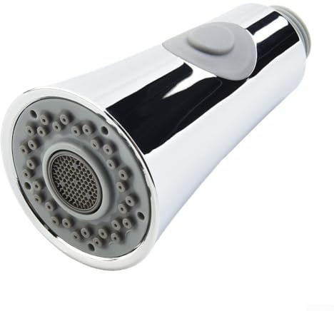 Drhomeam Testa di ricambio per rubinetto della cucina, doccetta estraibile, ugello di ricambio per rubinetto della cucina, ABS, galvanizzato, spazzolato