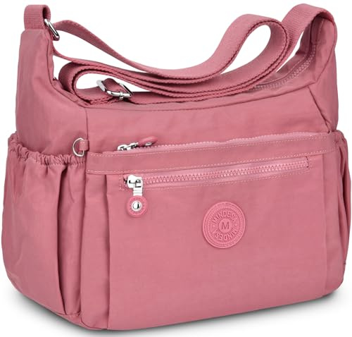 WACCET Bolso Bandolera Mujer Grande, Bolso de Hombro Nylon Impermeable con Correa Ajustable Bolsos Bandolera Mujer con Múltiples Bolsillos Bolso Crossbody Mujer Casual Ligero para Viajes, Trabajo