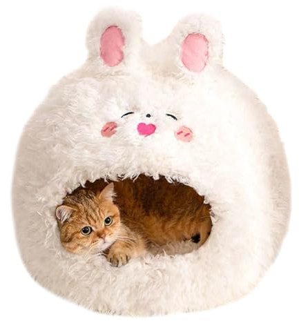 Cat Bed for Indoor Cats Large Cat Bed Cave Durable Cat Tent Bed with Removable Washable Cushion for Pet Cats and Dogs (Bunny Style, L (20.9 X 20.9 X 15.7 Inch))