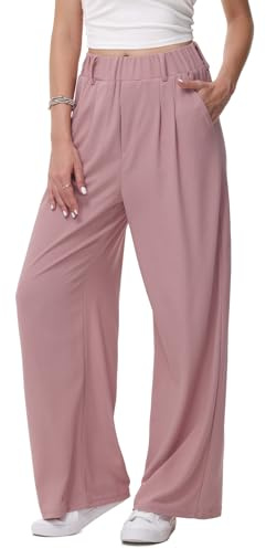 HMIYA Weite Hosen Damen Bügelfreie Stoffhose Mit Taschen