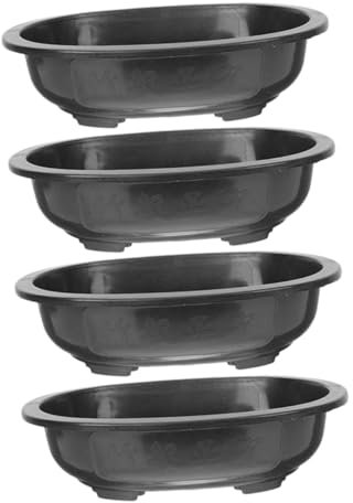 CAXUSD Niedlicher Blumentopf 4-teiliges Set Kleiner Blumentopf Für Den Innenbereich Bonsai Pflanzgefäß Kräuter Farne Abflussloch Pp-Material Einfache Wartung