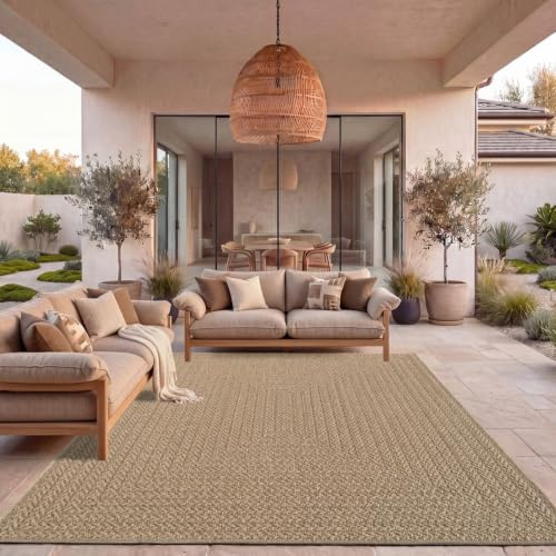 TT Home Outdoor Teppich Wetterfest Garten Schlafzimmer Flur Natürlicher Sisal Look Geometrisches Boho Design Modern Unifarben, Größe:80x150 cm