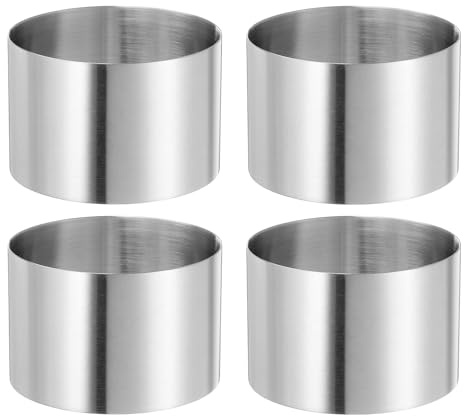 QUARKZMAN 4pz Anello per Torta Rotondo 2.95 x 2 Pollici Acciaio Inossidabile Senza Saldature Anello per Dolci Mousse Specchio Rivestito per Cottura Strumento Preparazione