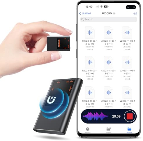 Grabadora de voz de 64 GB, dispositivo de grabación de grabadora activada por voz con cancelación de ruido de IA y almacenamiento de 750 horas (64 GB)
