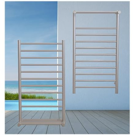 WRJAHCG Scaldasalviette Elettrico Bagno da Parete E Terra,Acciaio Inox Scalda Salviette da Bagno Elettrico,Portasciugamani Termoarredo da Bagno Risparmio Energetico,Brushed,Plug in