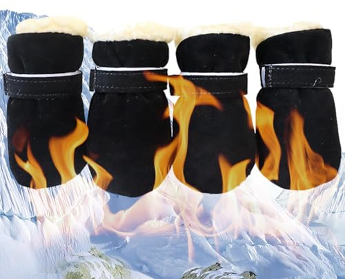 Hunde-Winterstiefel – wasserdichte Hundeschuhe für kaltes Wetter, rutschfeste, verstellbare Winterstiefel für Haustiere, bequeme, isolierte Hundeschuhe, rutschfeste Pfotenschuhe für kleine,