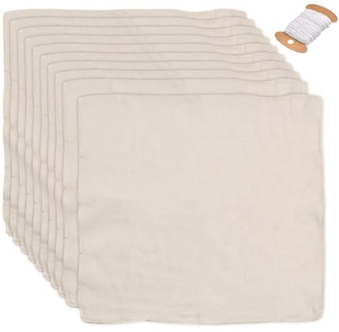 10PCS Passiertuch Käsetuch Quadratisch Passiertuch, 50 x 50 cm Käsetuch Wiederverwendbare mulltuch Küche Dampftuch für Hausgemachten Käse Nussmilch Beeren Obstsaft Gemüsesaft Abseihen Joghurt Tofu