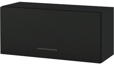 Cuisineandcie - Meuble Haut Slim de Cuisine Lovia Noir Mat 1 Porte relevable L 80 cm