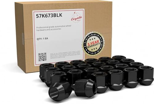 Wheel Accessories Parts 24 Pcs M14x2 14x2 Thread OE Bulge Acorn Lug Nuts 1 Long Black 13/16 21mm Hex Fits Ford F-150 Expedition Transit｜ Lincoln Navigator