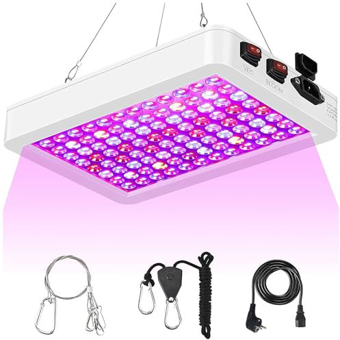 Rosnek Vollspektrum LED Growlampe, 3 Kontrollmodi mit IR UV, LED Pflanzenlampe für Indoor Zuchtpflanzen Gemüse Gewächshaus Baumschule (Weiß 45W)